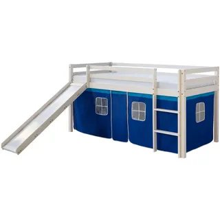 Homestyle4u Hochbett Spielbett 90 x 200 cm Kiefer massiv blau