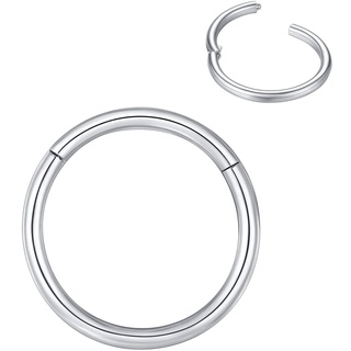 BLESSMYLOVE Silber 0.8mm 6mm Nasenring Hoop 316L Chirurgenstahl Knorpelohrring Septum Clicker Ring Edelstahl Klappbarer Segmentring Lippenring Conch Daith Helix Rook Tragus Snug Body Piercing Schmuck