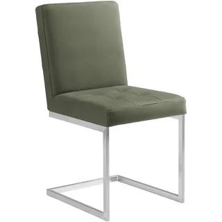 Moderano Schwingstuhl , Grün, Edelstahlfarben , Metall, Textil , Uni , eckig , 45x91x58 cm , Goldenes M , Lederauswahl, Stoffauswahl, Typenauswahl , Esszimmer, Stühle, Schwingstühle