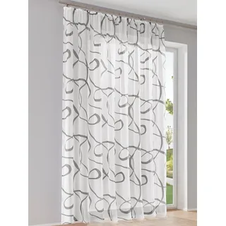 Gardine HEINE HOME Gr. 2, grau (weiß, grau), B:270cm H:175cm, Polyester, Gardinen, Gardine