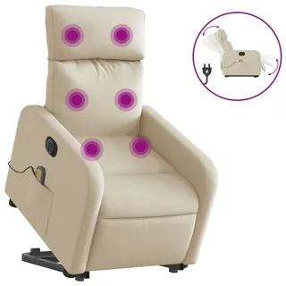 vidaXL Elektrischer Massagesessel mit Aufstehhilfe Creme Stoff - Creme