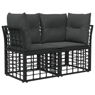 vidaXL Outdoor-Lounge 2 Stk. 2-Sitzanzahl Schwarz und Dunkelgrau - Schwarz