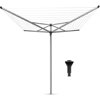 Brabantia - Topspinner Wäschespinne - Regenschirm'-System - UV-beständige Wäscheleine, 40 m - Reibungsloses Drehungen - Kein Durchhängen - Auch für Kleiderbügel - Metallic Grey - ø 271 cm