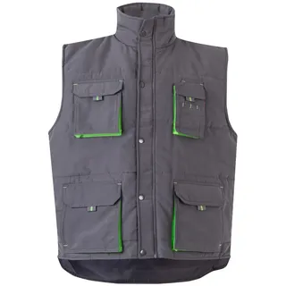 Velilla 205902; zweifarbige Steppweste mit mehreren Taschen; Farbe Grau und Limettengrün; Größe L