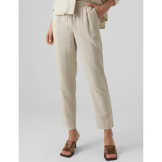 Vero Moda Damen Legere Leinen Stoffhose Casual Schlupfhose Lockere Ankle Pants, Farben:Beige-2, Größe:S