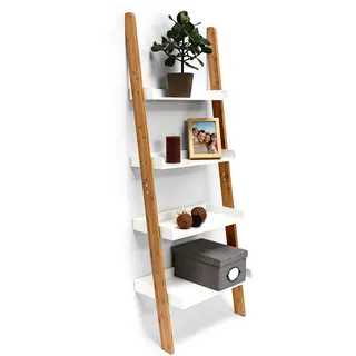 Relaxdays Leiterregal , Holz, Holzwerkstoff , 55x155x34 cm , Wohnzimmer, Regale, Bücherregale