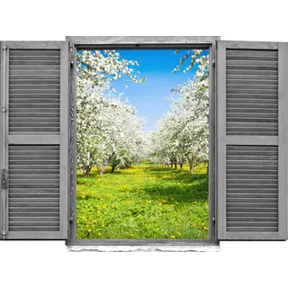 Queence »Kirschbäumen« Wandsticker, Wandbild, selbstklebend, 3D, Fenster,