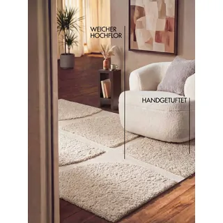 Ted Baker Jasper Hochflorteppich 80 x 150 cm Creme