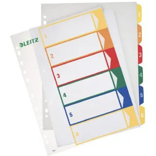 Leitz Ordnerregister 1292 Vollformat, Überbreite 1-6 farbig 6-teilig, 1 Satz