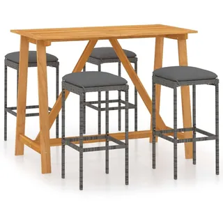 vidaXL 5-tlg. Gartenbar-Set mit Kissen Grau - Grau