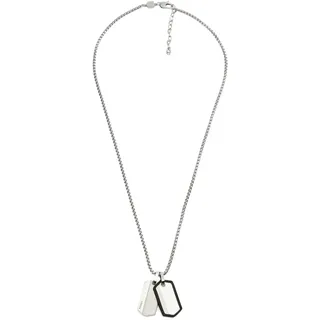 Fossil Herrenhalskette Dog tag Silber/Schwarz Edelstahl