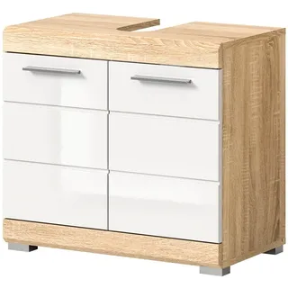inn.furn Waschbeckenunterschrank weiß Hochglanz Eiche 60 cm Mambo