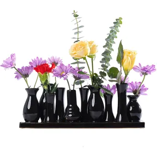 Jinfa Handgefertigtes kleines Keramikvasen-Set – Mehrfarbig oder einfarbig – 5–10 Mini-Vasen – Tisch- & Wohnzimmer-Deko – Für Blumenarrangements, Trockenblumen & Geschenkideen