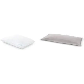 TEMPUR Kissen Set - Comfort Air Kopfkissen Liegegefühl mittelfest mit Jersey-Kissenbezug (Platin)