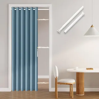 Jilron Türvorhang Ohne Bohren: Einfache Montage Mit Teleskopstange & Magnetischem Verschluss – Schutz Der Privatsphäre Im Raum (Blau-H201 x B130 cm)