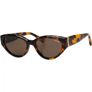 Sonnenbrille SUPERDRY "Modell 996078", Damen, havanna, gemustert, leicht durchscheinend, leicht glänzend, Sonnenbrillen Sonnenbrille, Form CatEye, Logoschriftzug auf Bügel, Kunststofffassung