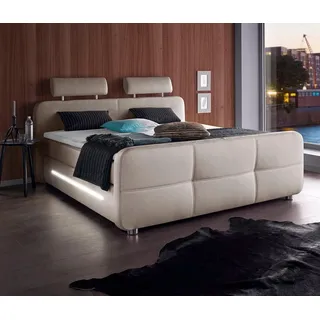 Jockenhöfer Gruppe Boxspringbett Gina, inkl. Topper und LED-Beleuchtung, erhältlich in der Größe 180x200cm grau