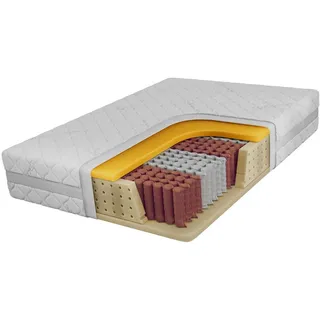 MKS Taschenmatratze Moxe - 200/200 - H3 - Sivo , Weiß , Textil , H3 , Füllung: Viskoelastischer Kern , Rechteckig , 200x200 cm , Oeko-Tex® , atmungsaktiv, Bezug abnehmbar/waschbar, wendbar, schadstoffgeprüft , Schlafzimmer, Matratzen, Taschenfederkernmatratzen