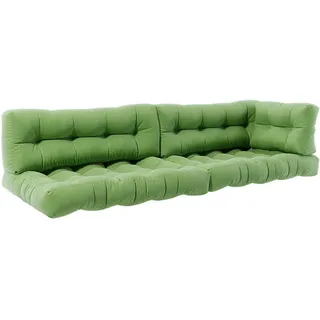 Vicco Palettenkissen SET Flocken Grün 5 Teile , Textil , Rechteckig , 120x15x80 cm , Gartenmöbel, Gartenpolster & Auflagen, Palettenkissen