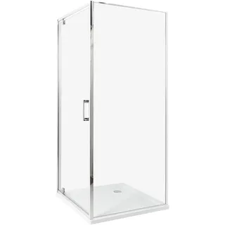 Beliani Duschkabine mit Einzeltür rechts 80 x 185 cm Transparent/Silber D648360641500