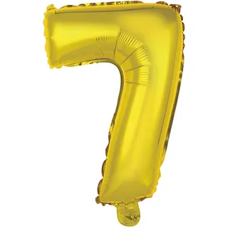 Homéa, Luftballon Zahl 7, Metallise, aus Aluminium, mit Strohhalm, Höhe 40 cm, goldfarben