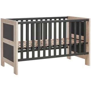 Jimmylee Gitterbett , Anthrazit, Schwarz, Birkefarben , Holzwerkstoff , 76x86x144 cm , DIN EN ISO 9001 , zum Juniorbett umbaubar, höhenverstellbar, Aufbauanleitung im Karton, Lattenrost inklusive, Schlupfsprossen , Babymöbel & Kindermöbel, Babyzimmer, Babybetten, Gitterbetten