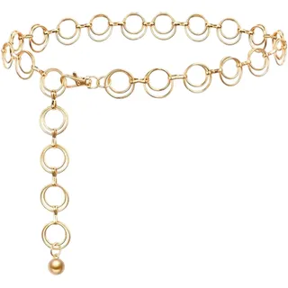 Thapncow Damen-Modegürtel, verstellbare Taillenkette mit Metall-O-Ring, perfekt für Kleider, bauchkette gold, Party-Looks, Abschlussbälle oder andere Anlässe