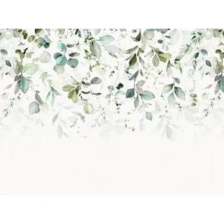 Livingwalls Fototapete Blumen in Grün, Blau, Weiß - hochwertige Vliestapete 399001 mit Motiv auf 3,71 m x 2,80 m - Made in Germany