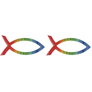 Rayher Hobby Rayher Wachsmotiv Christlicher Fisch, regenbogen, 4 x 2 cm, 1 Stück, zum Gestalten von Kerzen, Firmung, Konfirmation, Kommunion, Taufe, Hochzeit etc., 31507000 (Packung mit 2)
