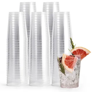 MATANA 50 Premium Plastikbecher, Partybecher, Trinkbecher (285ml / 10oz) - Hartplastik Becher, Kunststoffbecher, Mehrwegbecher, Cocktailgläser, Plastikgläser für Hochzeiten & Partys