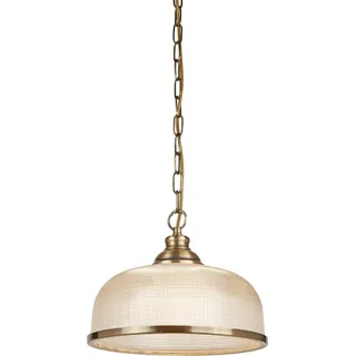 Bistro II 1-flammige Retro Pendelleuchte rustikal messing antik mit Glasschirm Ø27 cm - Gold