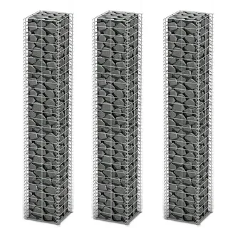 vidaXL Gabionen-Set 3-tlg. Verzinkter Draht 25×25×150 cm