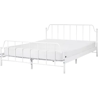 Beliani Bett mit Lattenrost 160/200 cm Weiß Mauressac - Metall , 160x200 cm , Schlafzimmer, Betten