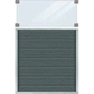 Plus Holz Sichtschutzzaun Artura WPC Schiefergrau mit Glas 90 cm x 135 cm