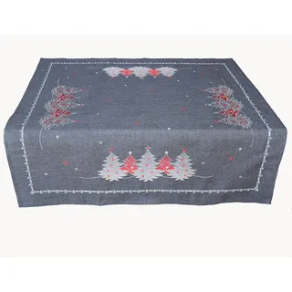 Tischwäsche mit Stickerei Weihnachtsbaum 85 x 85 cm - grau - Grau