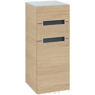 Villeroy & Boch Subway 2.0 Seitenschrank, eine Tür Anschlag rechts, 2 Schubladen, Glass White, A7131SVJ, Farbe: Nordic Oak, Griff chrom glänzend