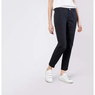 Chinohose MAC "CHINO turn up", Damen, Gr. 36, N-Gr, blau (dunkelblau), Web, Obermaterial: 96% Baumwolle, 4% Elasthan, unifarben, slim fit knöchelfrei, Hosen Chinohose, mit dezentem Glanz, elegant und sportiv zugleich, Topseller