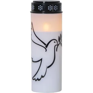 Star Trading LED Grablicht Dove, Grabkerze, Weiß, Taube, Warmweiß, Timer, Batterie, Außenbereich, 20,5 cm