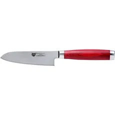 Damastmesser 12,5 cm, Santoku, Pakkawood Griff inkl. Klingenschutz & Geschenkbox