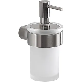 Gedy PIRENEI Seifenspender für Badezimmer, Wand, gebürstet, Messing, Glas und Kunststoff, Fassungsvermögen 140 ml, 6,9 x 10,5 x 15,1 cm