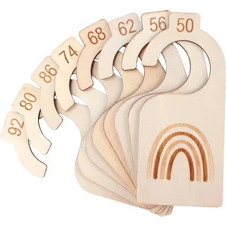 Senbaler 8 Stück Baby Größentrenner Holz, Babykleidung Trenner 50-92 | Kleider Größenmarker für Neugeborene bis 24 Monate, Ordnungssystem Kinderkleidung, Baby Schrank Organizer Zubehör