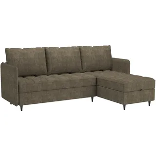 Lindhus 3-Sitzer Sofa mit Stauraum, Braun, Chenille-Bezug | Wendeschaiselongue, Flexible Wohnlandschaft für kleine Räume, 194 x 127 x 80 cm