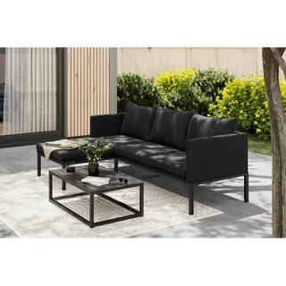 Ambia Garden Loungegarnitur , Dunkelgrau , Metall, Textil , 3-teilig , Füllung: Polyester,Schaumstoff , einzeln stellbar , 128x68x66 cm , wetterbeständig, geeignet für Balkon , Gartenmöbel, Loungemöbel, Loungegarnituren