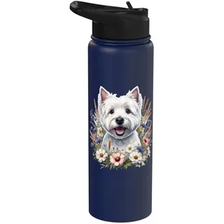 West Highland White Terrier Westie Hund Sommer Wildblumen Stainless Steel Insulated Water Bottle