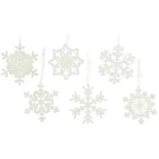 Dekohänger Schneeflocke aus Kunststoff weiß
