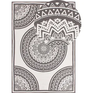 BELIANI Outdoorteppich Grau und Beige 160 x 230 cm Rechteckig Orientalisches Muster Modern Indoor Outdoor Terrasse Balkon Garten - Grau, Beige