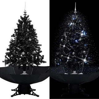 The Living Store Schneiender Weihnachtsbaum mit Schirmfuß Schwarz 140 cm PVC - Schwarz