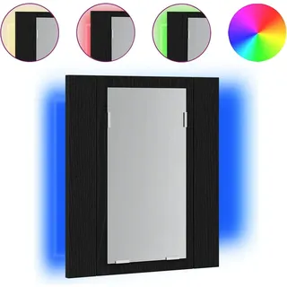 vidaXL LED Badezimmerspiegelschrank Eiche Schwarz 40x12x45 cm Holzwerkstoff - Schwarz