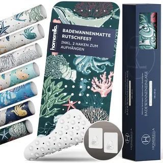 homerella® Badewannenmatte rutschfest 100x40cm, INKL. Haken, rutschfeste Badematte BPA frei, Duschmatte rutschfest, Antirutschmatte Badewanne Baby, Rutschmatte Badewanne Kinder, schimmelresistent