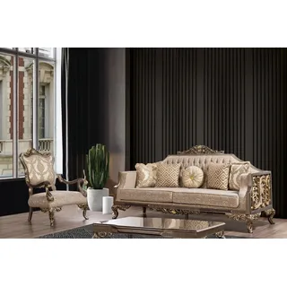 Holz Tisch Möbel Couchtische Klassische Holztische Barock Tische 119x79 - Braun